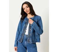 FatFace Denim Polka Dot Collarless Jacket Denim Mix