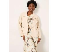 FatFace Double Breasted Cropped Trench Coat Neutral