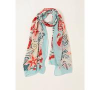 Fatface female Cotton Blend Sea Scene Printed Scarf - Blue Mix, Blue Mix