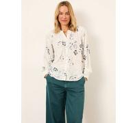 FatFace Floral Button Through Blouse Ivory Mix