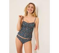 FatFace Floral Padded Bandeau Tankini Top Navy Mix
