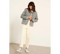 FatFace Floral Quilted Collarless Jacket Blue Mix