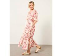 FatFace Floral V-Neck Midi Tea Dress Ivory Mix