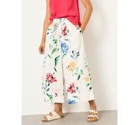 FatFace Floral Wide Leg Cropped Trousers White Mix