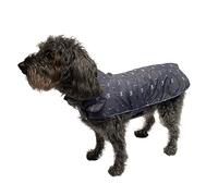 FatFace Marching Dogs Lightweight Dog Raincoat, 55 cm | Lightweight, water-resistant raincoat with soft lining, collar and harness access. Marching Dogs print, 55 cm back length.