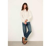 FatFace Pure Cotton Broderie High Neck Blouse Ivory