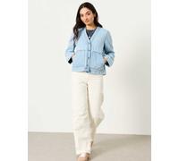 FatFace Pure Cotton Denim V-Neck Jacket Blue
