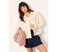 FatFace Pure Cotton Embroidered Collared Jacket Ivory Mix