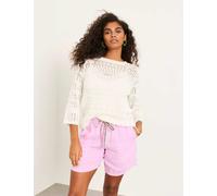 FatFace Pure Cotton Pointelle Crew Neck Jumper White Mix