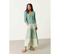 FatFace Pure Cotton Pointelle V-Neck Cardigan Green