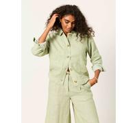 FatFace Pure Linen Lightweight Collared Jacket Green
