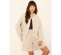 FatFace Pure Linen Lightweight Collared Jacket Stone