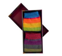 FatFig - Cool Funky Designer Colourful Socks Gift Boxes - Bamboo/Cotton Rich - Mens UK 7/11 - EU 40-45 Super Soft - Beer/Bikes/Dogs/Stripes/Jeeps (Thick Stripes Gift Box - 2 pairs socks)