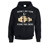Father And Son Fixing Partner Mens Hoody Pullover Party Christmas Jumper Dad Funny Gift Hoodie Top Printed Design Black - Medium