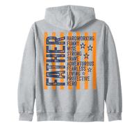 FATHER Attributes Hardworking Loving Hero Dad Zip Hoodie
