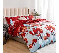 Father Christmas Royal Santa Claus Merry Santa Xmas Duvet Quilt Cover & Pillowcase Bedding Set Multi-Colour Snowman Presents Set Ultra Soft Easy Care, Modern Design-K