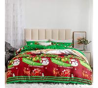 Father Christmas Royal Santa Claus Merry Santa Xmas Duvet Quilt Cover & Pillowcase Bedding Set Multi-Colour Snowman Presents Set Ultra Soft Easy Care, Modern Design (Double, Merry Santa)