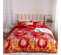 Father Christmas Royal Santa Claus Merry Santa Xmas Duvet Quilt Cover & Pillowcase Bedding Set Multi-Colour Snowman Presents Set Ultra Soft Easy Care, Modern Design (Double, Royal Santa)