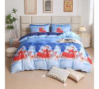 Father Christmas Royal Santa Claus Merry Santa Xmas Kitty Duvet Quilt Cover & Pillowcase Bedding Set Multi-Colour Snowman Presents Set Ultra Soft Easy Care, Modern Design (Santa Claus, King)