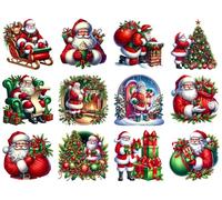 Father Christmas Santa Claus Reindeer Design UV DTF Stickers, Rub on Transfer Stickers DIY - Glass - Tumbler - Cup - 12 Pcs - 65mm az93
