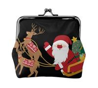Father Christmas Women's Leather Kiss Lock Pouch â€“ Stylish Small Zipper-Free Wallet for Coins, Cards, Makeup & Essentials â€“ Compact & Lightweight Design for Daily Use, Travel & Gifting