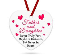 Father Daughter Ceramic Hanging Decoration Gifts Valentines Day Graduation Wedding Gifts for Daughter from Dad Fathers Day Birthday Gifts for Father PAPA Hanging Ceramic Heart Decorations Gift