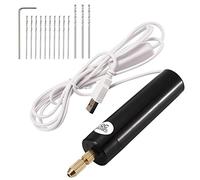 Father Electric Pin Vise Kit - Mini Aluminum Hand Drill Set (0.7-1.2mm) for Resin and Jewelry Making (Black)