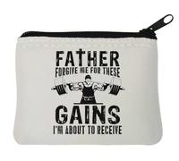 Father Forgive Me for These Gains I'm About to Receive Neoprene Coin Purse Pouch 10x11cm White
