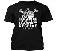 Father Forgive Me for These Gains I'm About to Receive Unisex 100% Cotton Short-Sleeve T-Shirts Black L