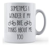 Father Fox - Bike Thinks About Me, Funny Cycling Gift Mug for Dad, Husband, Ceramic, 11fl.oz.
