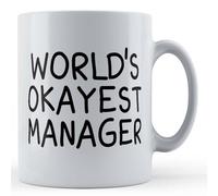 Father Fox - World's Okayest Manager - Funny Work Colleague Boss Gift Mug, Ceramic, 11fl.oz.
