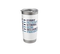 Father Funny Definition Strong Happy Hero Dad Daddy Husband Stainless Steel Insulated Tumbler