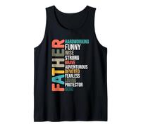Father: Hardworking, Funny, Wise, Strong, Brave, Devoted Tank Top