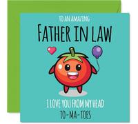 Father in Law Birthday Card - From My Head TO-MA-TOES - Happy Birthday Card for Father in Law from Son Daughter, 145mm cute tomato Bday Greeting Cards