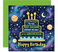 Father in Law Birthday Card - Most Awesome in the Universe - Happy Birthday Card for Father in Law from Son Daughter, 145mm Most Awesome in the Universe Bday Greeting Cards