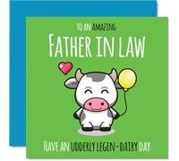 Father in Law Birthday Card, Udderly Legen-Dairy