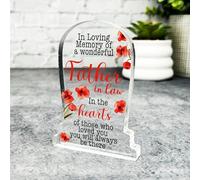 Father-In-Law Poppy Seeds Gravestone Plaque Sympathy Gift Keepsake Memorial Gift - Gift, Custom Present, Trinket, Keepsake Ornament, Acrylic Plaque, Home Decor Gift, Small, Unique Present