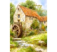 Father in Law Watermill Scenery Art Birthday Card