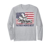 Father Mows Best American Flag Lawn Mower Dad Long Sleeve T-Shirt