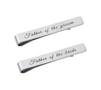 Father of the Bride Groom Gifts from Groom Bride Marriage Wedding Tie Clips for Men Father In Law Tie Bars 2pcs, S, Stainless Steel, No Gemstone