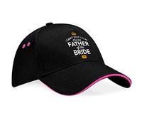 Father of The Bride Hat Baseball Cap Gift for Wedding Day Keepsake for Men Stag Do Party to be Gift Idea Accessories Favours Present (UK, Alpha, One Size, Black/Pink Trim)