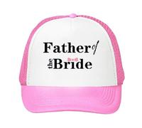 Father of The Bride, Wedding Gift for Dad, Wedding Party Gifts, Adjustable Mesh Cap, Baseball Cap, Hat. (Polyester, Pink)