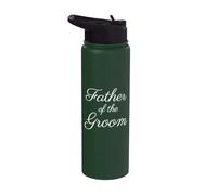 Father of the Groom, Wedding & Bridal Dad, White Script Font Stainless Steel Insulated Water Bottle