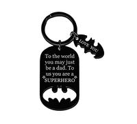 Father?s Day Keychain Gifts Dad Keyring Gifts from Son Daughter Wife, Daddy is My Superhero Gift, Gift for Dad Papa Step Dad (Black)