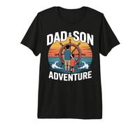 Father Son Sailing Adventure Retro Sunset Nautical Ship Premium T-Shirt
