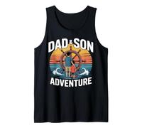 Father Son Sailing Adventure Retro Sunset Nautical Ship Tank Top