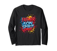 Father Son Spirit One Christian Family Faith Unity Splatter Long Sleeve T-Shirt