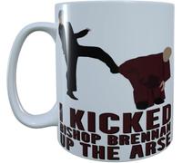 Father Ted 90's TV Show Inspired I Kicked Bishop Brennan Up The Arse Artwork Mug