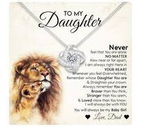 Father To Daughter Gifts From Dad, Father Daughter Necklace Sterling Silver, To My Daughter Necklace From Daddy On Graduation, Birthday, Valentines, Sterling Silver, Cubic Zirconia