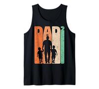 Father Two Sons Retro Dad Squared Two Kids Father's Day Tank Top